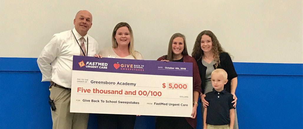 Greensboro Academy Receives $5,000 Donation from FastMed Urgent Care in Give Back to School Sweepstakes