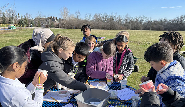 Students learning outside
