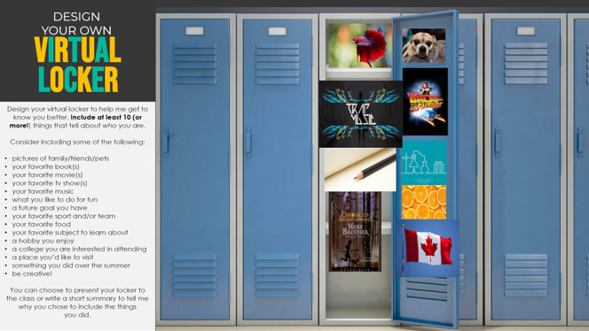A decorated virtual locker.