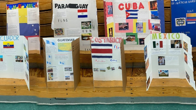 Projects of Hispanic countries on display.