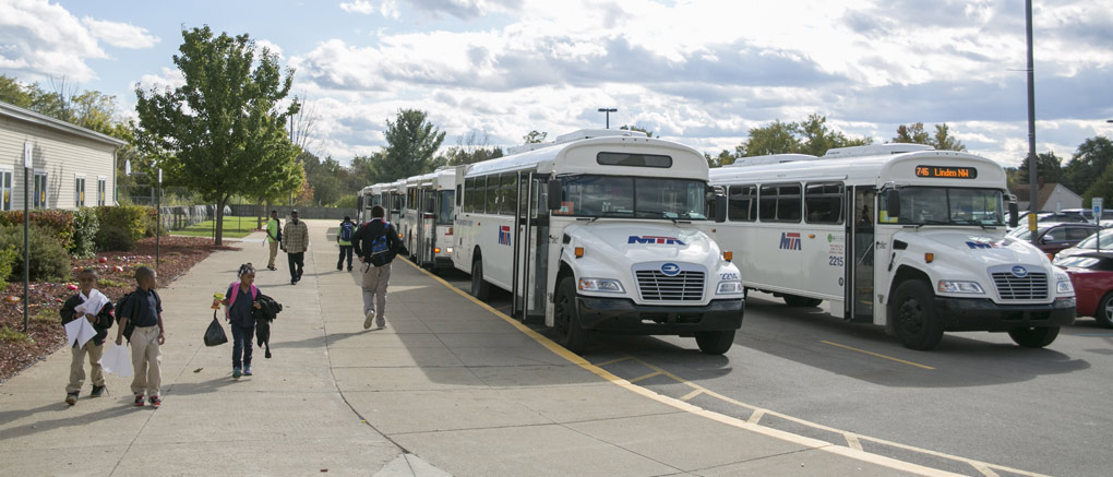 MTA buses and students