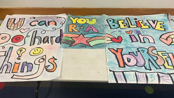Student art spreading positive messages.