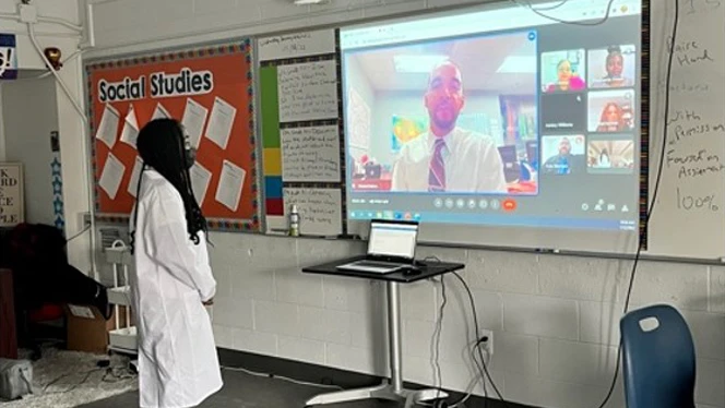 Student video calling Michael Estime