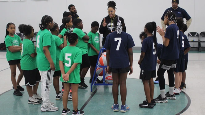 K-8 School in Muskegon: Timberland Charter Academy students take part in Tiny T-Wolves program.