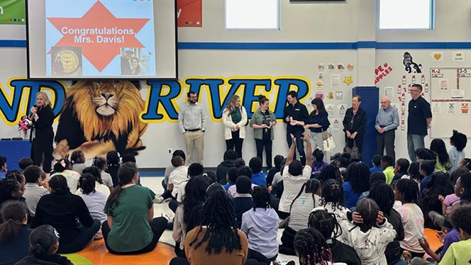 K-8 School in Livonia: Grand River Academy EL teacher wins Excellence in Teaching Award.