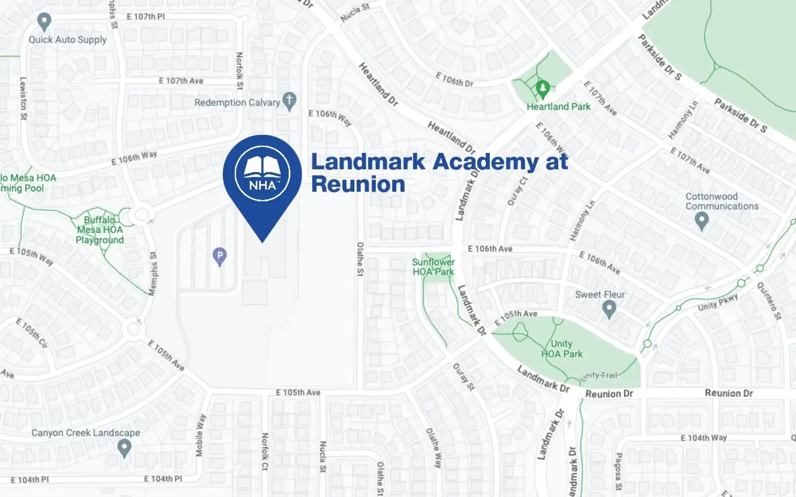 Map for Landmark Academy at Reunion