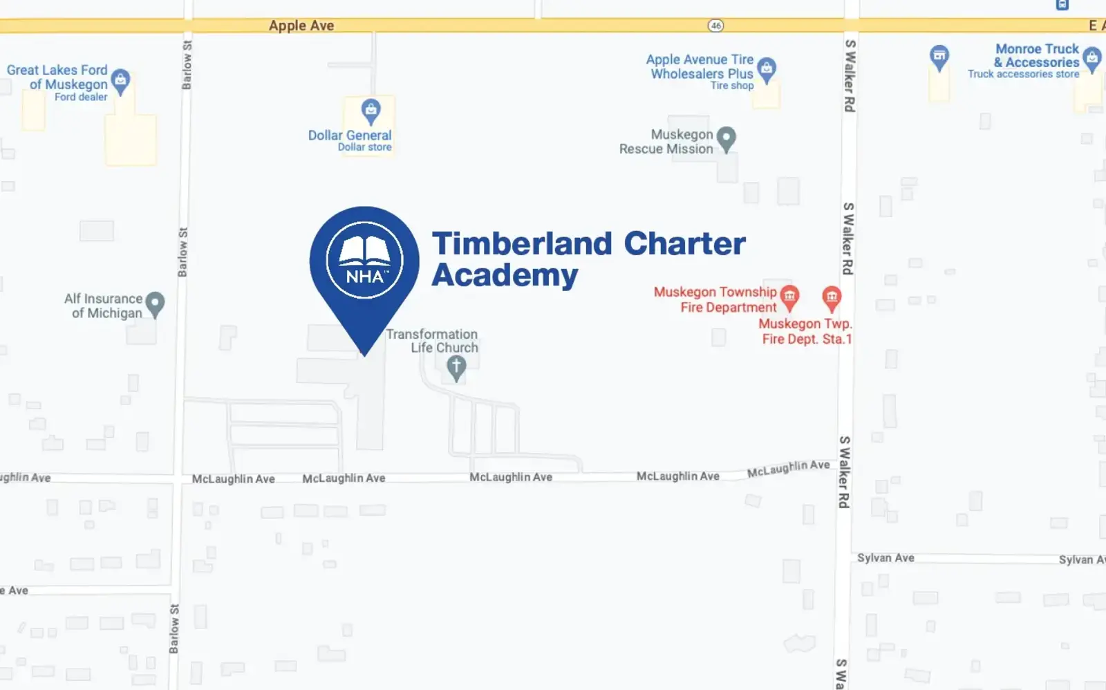 Map for Timberland Charter Academy