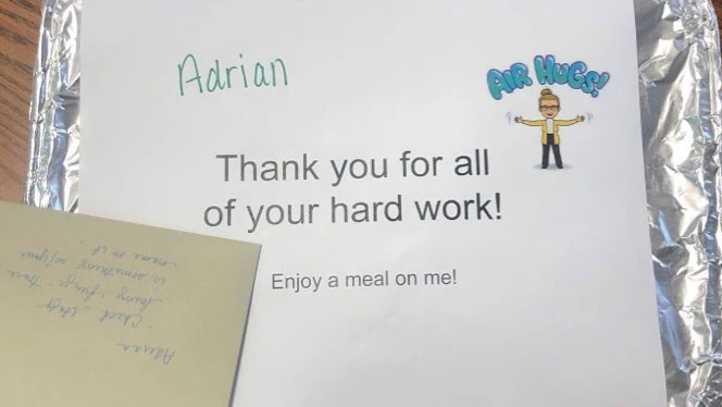 A thank you letter. A thank you letter.