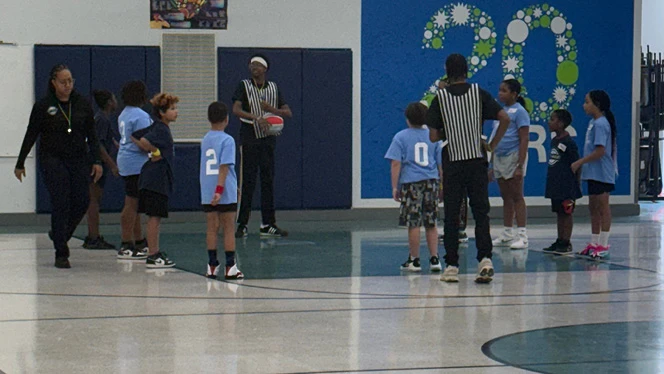 K-8 School in Muskegon: Timberland Charter Academy students participate in Tiny T-Wolves program.