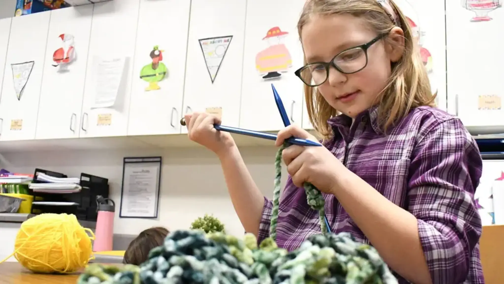 Chatty Crafting at Knapp Charter Academy: Knitting and Crocheting Club Draws Young Enthusiasts