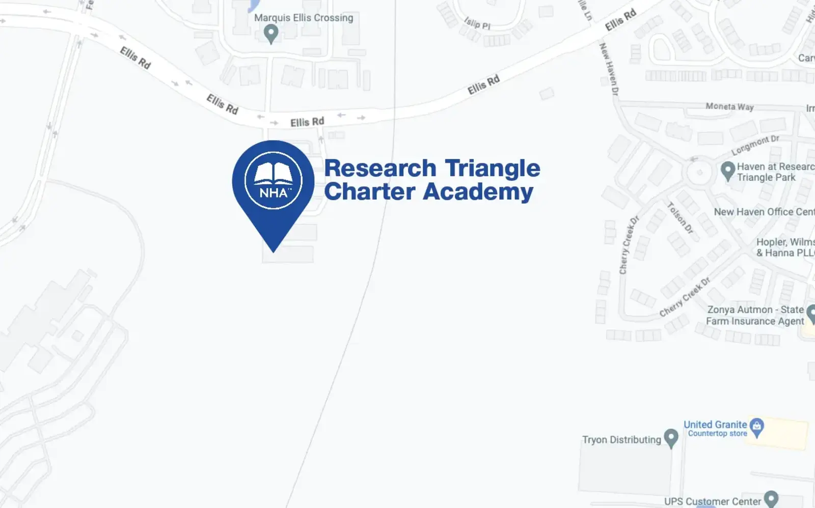 Map for Research Triangle Charter Academy