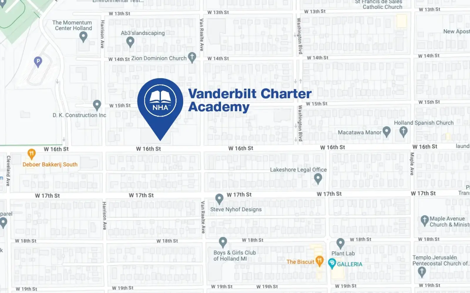 Map for Vanderbilt Charter Academy
