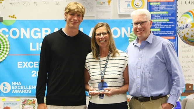 Y5-8 School in Byron Center: Cross Creek teacher wins Excellence in Teaching award.