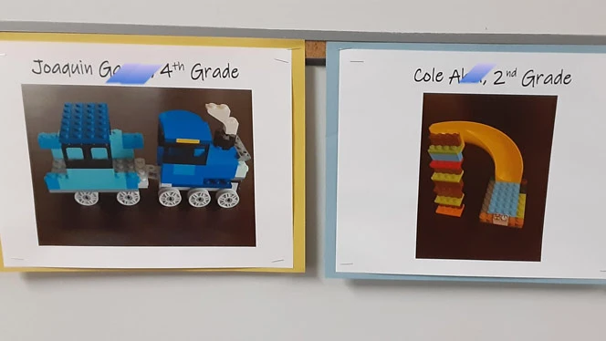 A Lego mini train and slide. A Lego mini train and slide.