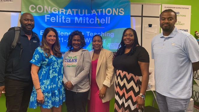 Felita Mitchell with group of teachers.