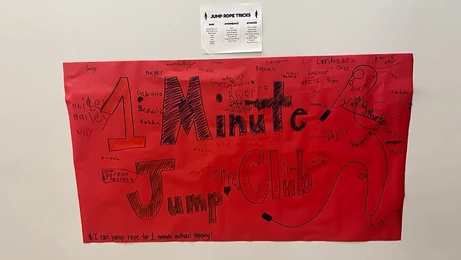 Sign saying One Minute Jump Club. Sign saying One Minute Jump Club.