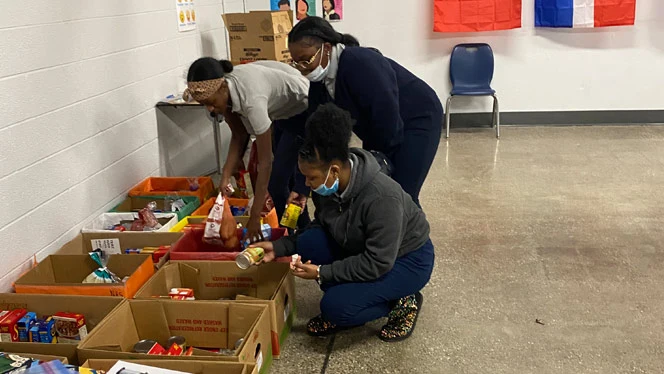 Center Line students participating in a food drive.
