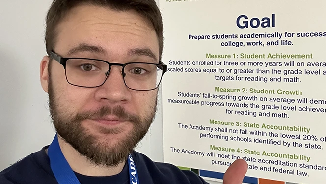 K-8 School in Mount Clemens: Prevail Academy Social Studies teacher Thies Ey.