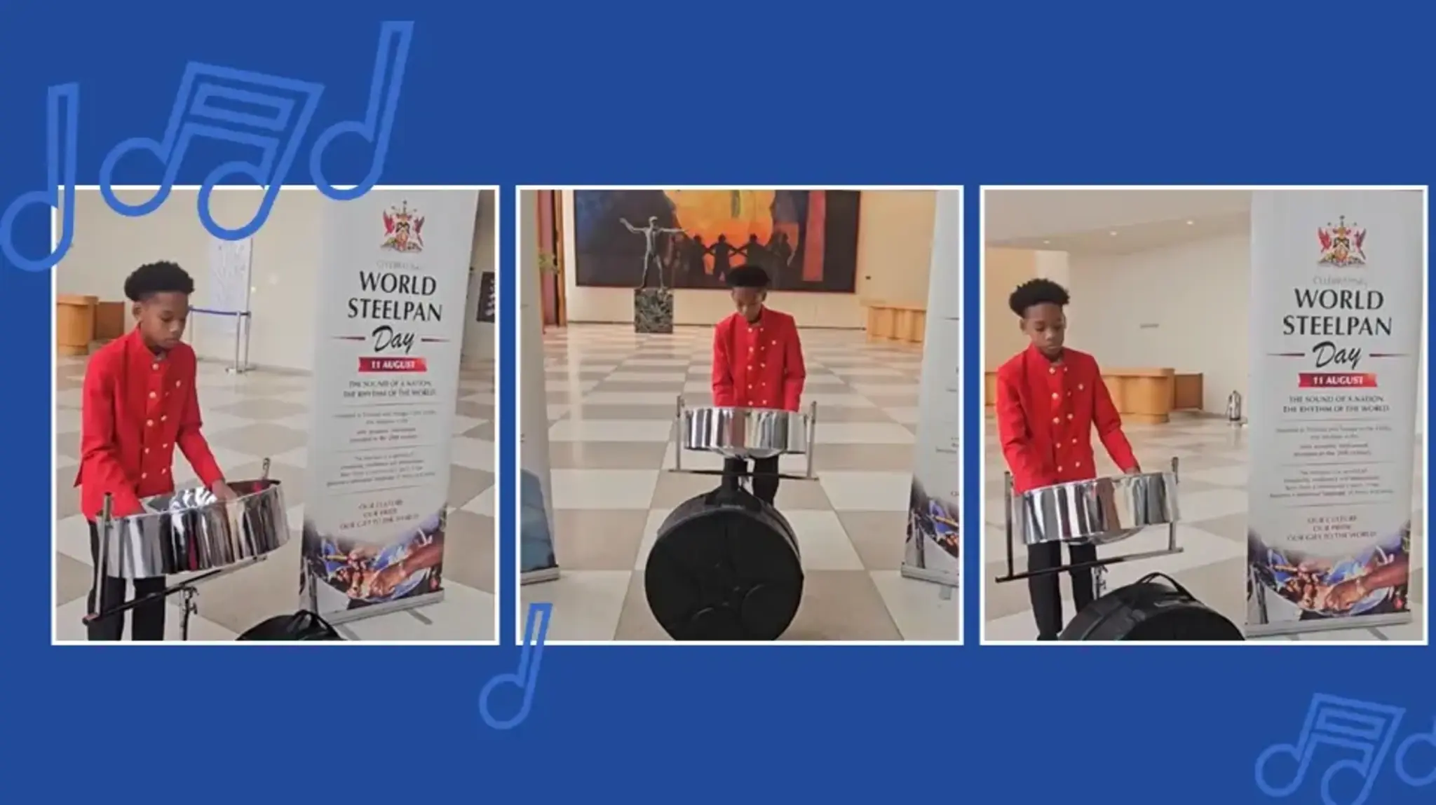 a boy playing a drum