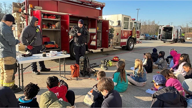 K-8 School in Summerfield: Firefighters come to Career Day at Summerfield Charter Academy.
