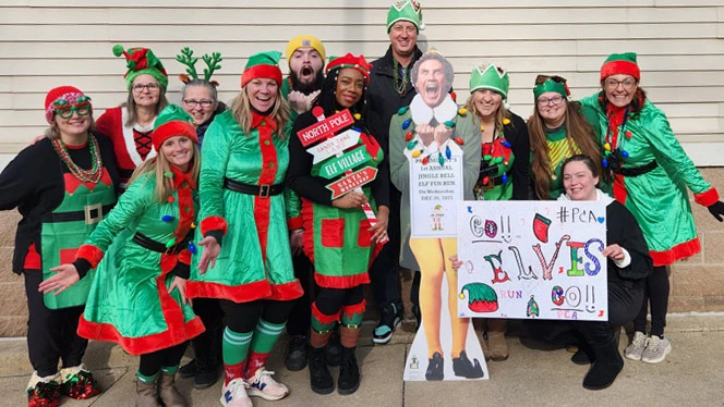 Paramount staff dressed as elves.