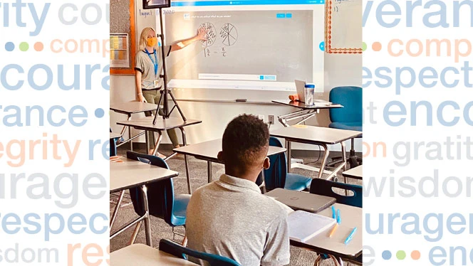 Student listening to a teacher Student listening to a teacher