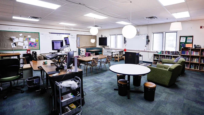 A uniquely set up classroom. A uniquely set up classroom.