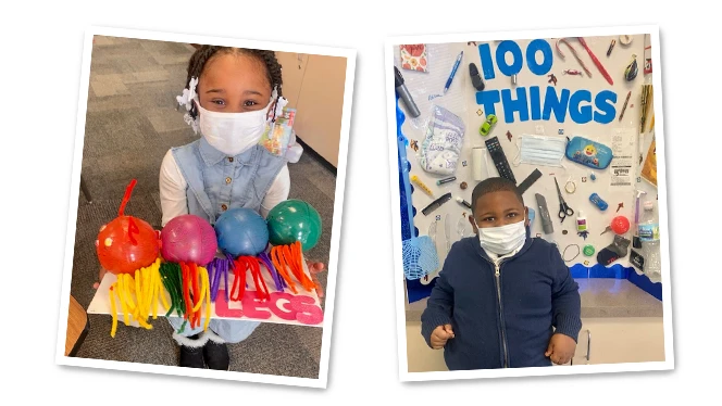 Students showing off their projects