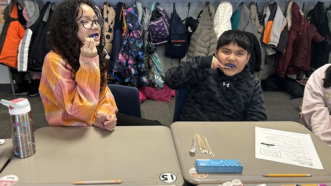 K-8 School in Holland: Careerline Tech Center's dental program students and staff came to Eagle Crest to educate fourth graders.