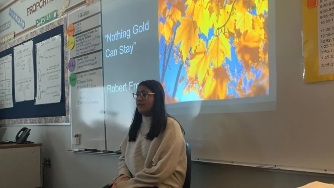student reading her poem