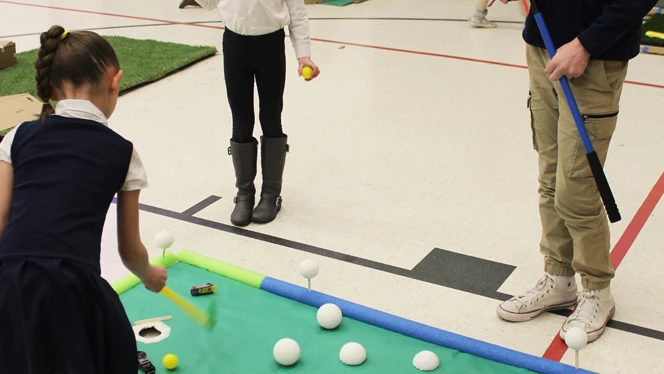 student built mini golf course