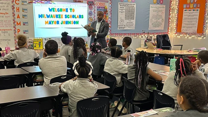 Scholars enjoyed Mayor Johnson’s visit and were excited to welcome him to school.