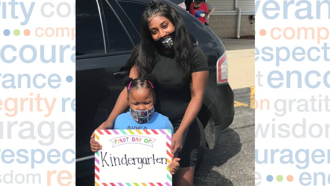 Apex student celebrates first day of kindergarten