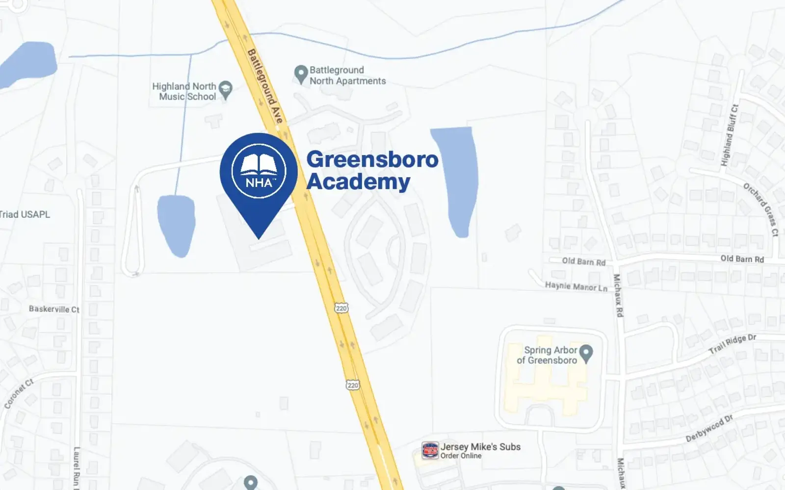 Map for Greensboro Academy