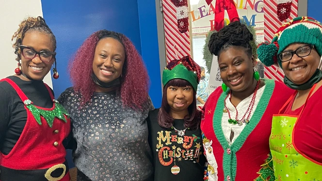 Brittany johnson with students