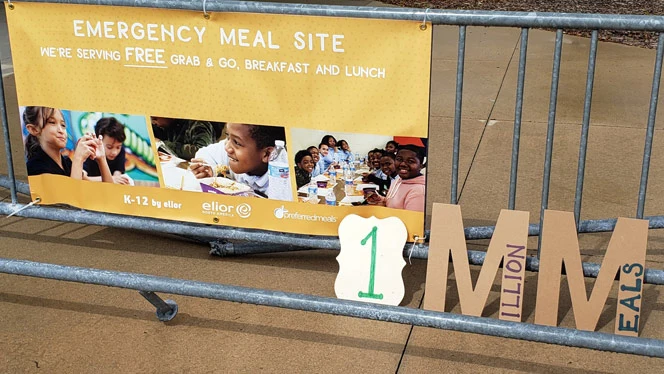 A sign that says Emergency Meal Site. A sign that says Emergency Meal Site.
