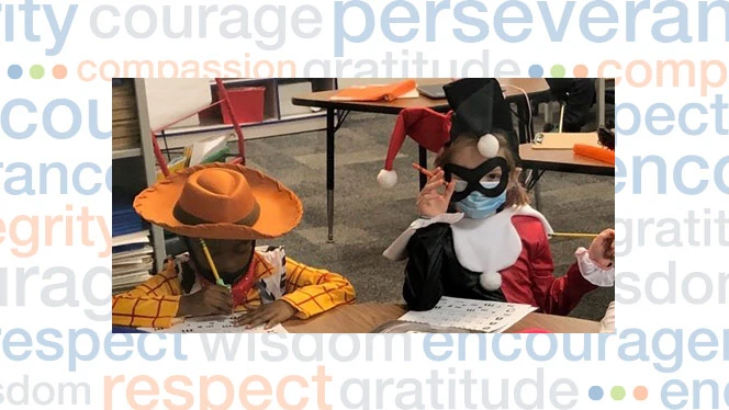 Children in costumes. Children in costumes.