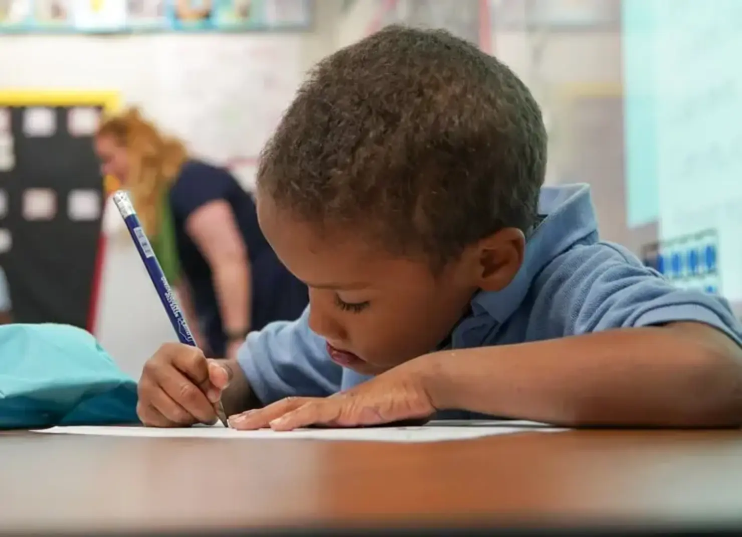 Student working at desk