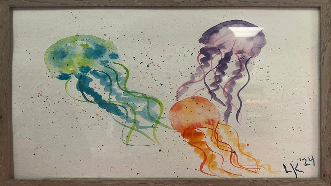 K-8 School in Walker: Walker student LK jellyfish painting.