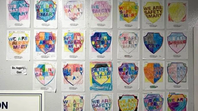 Safety shields students have colored.