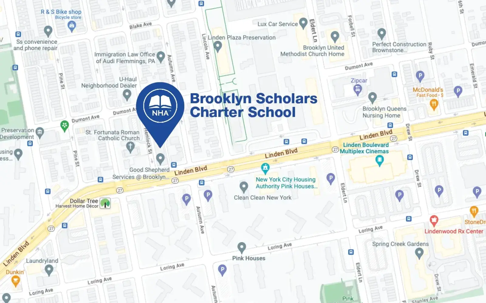 Map for Brooklyn Scholars Charter School
