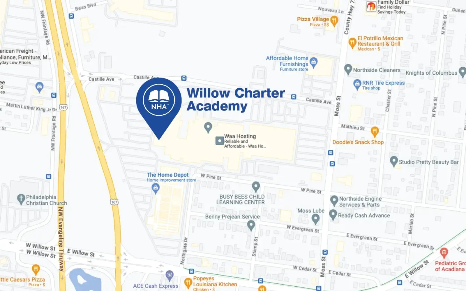 Map for Willow Charter Academy