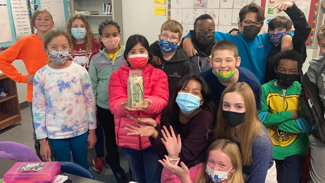 Cross Creek students with fundraising money