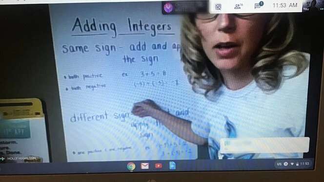 teacher presenting over video call teacher presenting over video call