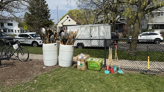 K-8 School in Grand Rapids: River City Scholars volunteered with Friends of Grand Rapids Parks to plant trees.