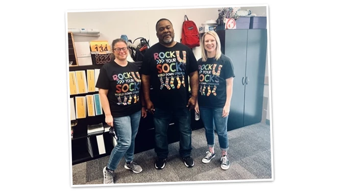 Matthews Principal Brittany Houston poses for a photo with deans Lisa Mangum and Deon Childs.