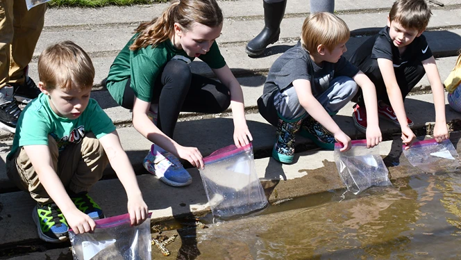 Y5-8 School in Walker: Walker Charter Academy students learn about salmon through the Michigan DNR.