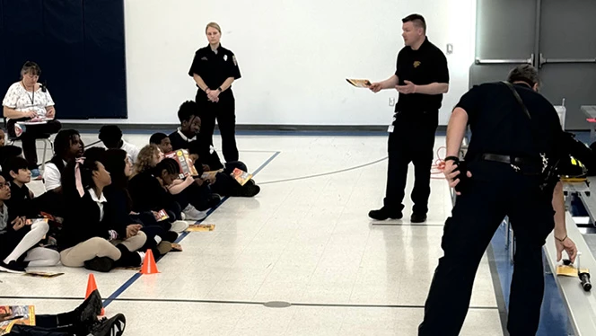 K-8 School in Greensboro: Gate City students are visited by the Greensboro Fire Department, creating a community connection.