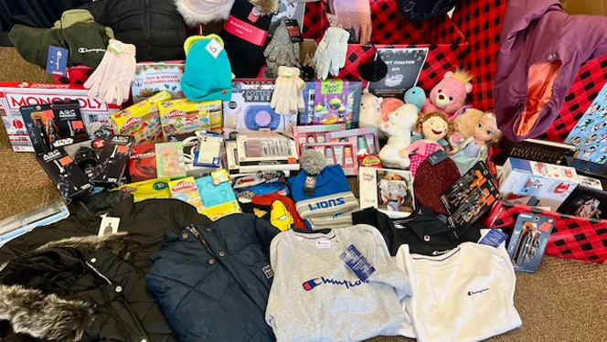 Clothes and toys from Taylor Prep's NHS drive.