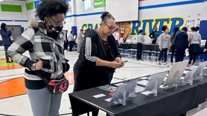 parents visit the student black history museum